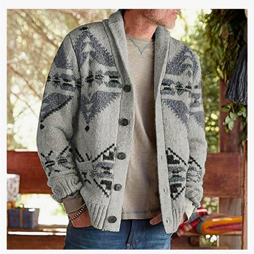 Men’s patterned knit cardigan